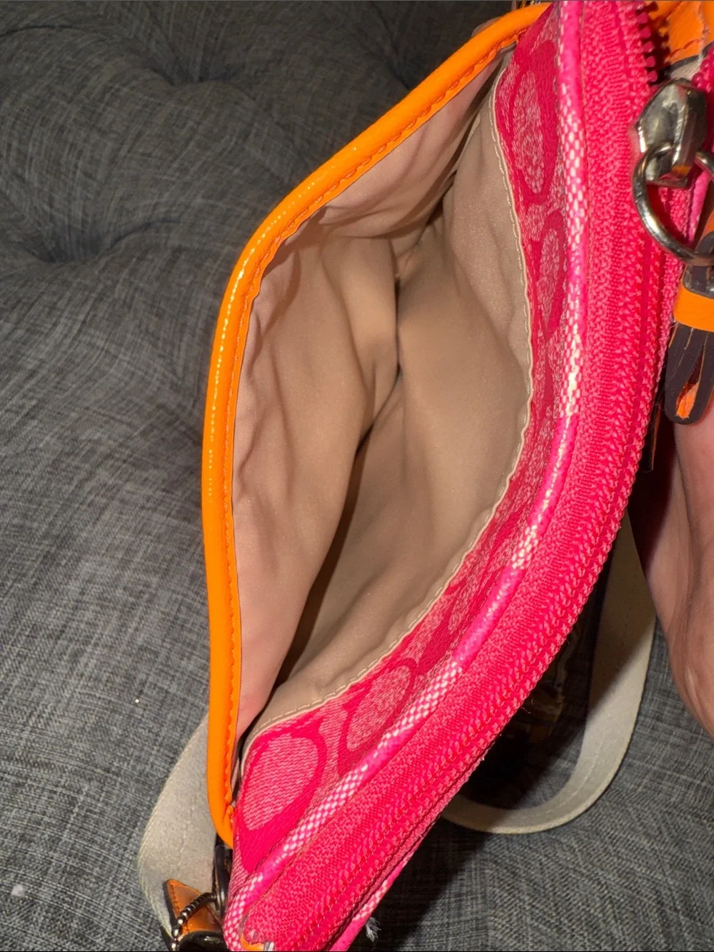 Coach Bag Signature Pink Orange Stripe Swingpack Crossbody - Picture 11 of 17